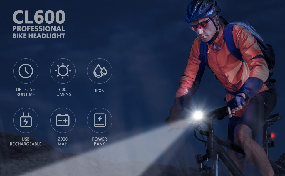 TOWiLD Smart Bicycle Headlights 600 Lumens